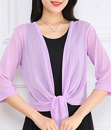 abordables -Etoles de Femme Elégant dames Demi Manches Polyester Boléros de Mariage Avec Couleur Pure Pour Mariage Eté