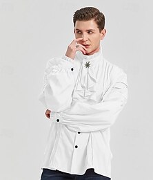 economico -Retrò Vintage Punk & Gotico Medievale Blusa / Camicia Mascherata Vampiro Cavaliere Straniero Con Volant Tinta unita Costume Per uomo Costumi da pirata Fantasia Reale Carnevale Mascherata Performance