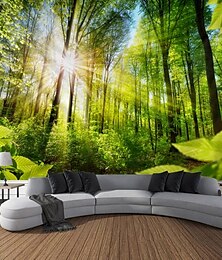 voordelige -landschap bos zonneschijn hangend tapijt kunst aan de muur groot tapijt muurschildering decor foto achtergrond deken gordijn thuis slaapkamer woonkamer decoratie