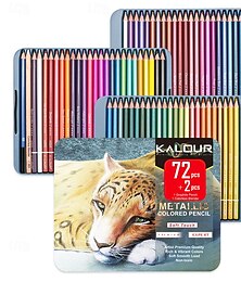 رخيصةأون -مجموعة 72 قلم رصاص ملون معدني للرسم، قلم رصاص خشبي، رسم فني للتلوين
