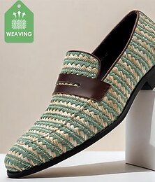 ieftine -Mocasini din piele țesută pentru bărbați cu căptușeală din piele naturală - Pantofi eleganți slip-on pentru vară ideali pentru nunți și petreceri