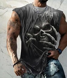 economico -Per uomo Teschi maglietta Senza maniche maglietta Stampa 3D Girocollo Camicia Di tendenza Giornaliero Feste Strada Nero Estate Primavera Abbigliamento S M L XL XXL XXXL