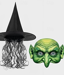 abordables -Masque de Chapeau de Sorcière Halloween Accessoires Halloween Adultes Hommes Femmes Unisexe Drôle Halloween Carnaval Costume Facile pour la Nuit de Walpurgis