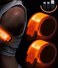 economico -Fascia da braccio a LED da 2 pezzi ricaricabile per correre camminando di notte, carnevale luci di corsa per corridori, attrezzatura da corsa riflettente ad alta visibilità fasce luminose