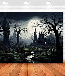 cheap -Halloween Creepy Forest Hanging Tapestry Wall Art Large Tapestry Mural Decor Photograph Backdrop Blanket Curtain Home Bedroom Living Room Decoration Glommy Ghost Graveyard