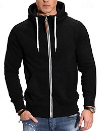 baratos -Homens Moletom com zíper Full Zip Hoodie Preto Azul Marinha Cinza Claro Cinzento Escuro Com Capuz Tecido Zip Up Bolso frontal Desportos e Ar livre Diário Feriado Poliéster Roupa de rua Básico Casual