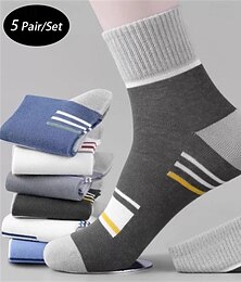 economico -Per uomo 5 coppie Confezioni multiple Calzini Calzini da corsa Calzini casual Arcobaleno Colore Color Block A strisce Sportivo Giornaliero Da mare Di base Medio spessore Primavera Autunno Di tendenza