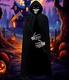 levne -Kostra Czaszka Duch Smrtka Pláštěnka Cosplay kostým plášť s kapucí Dospělé Pánské Strašidelný kostým Karneval Výkon předvečer Všech svatých Karneval Plesová maškaráda Mardi Gras Jednoduch