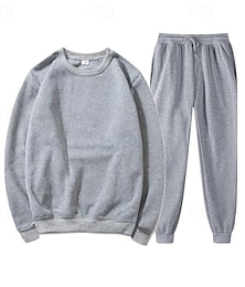 abordables -Hombre Tracksuit Sudadera Trajes para correr Negro Azul Piscina Naranja Gris Claro Cuello Barco Plano 2 Piezas Deporte Diario Festivos Ropa de calle Básico Casual Primavera & Otoño Ropa Sudaderas con