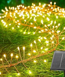 お買い得  -6m ソーラーストリングライト 200 LED、ウォームホワイト、クールホワイト、ブルー 爆竹ストリングライト EL 5mm 銅線ライト ホリデーライト 3V ソーラーパワー 1 セット