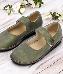 abordables -chaussures plates mary jane vintage pour femmes vertes - chaussures décontractées confortables et polyvalentes pour un usage quotidien et la marche