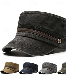 billiga -Herr Platt mössa Solhatt Trucker Hat Svart Marinblå Bomull Mode Ledigt Gata Dagligen Ensfärgat Justerbara Solskyddskräm Andningsfunktion