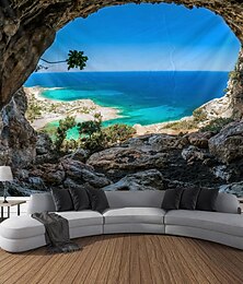 economico -Paesaggio Oceano Grotta Da Appendere Arazzo Da Parete Grande Arazzo Da Parete Decorazione Fotografia Sfondo Coperta Tenda Casa Camera Da Letto Soggiorno Decorazione