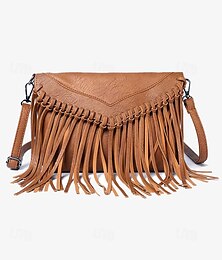 abordables -sac bandoulière femme marron à franges avec bandoulière réglable pour un style bohème chic