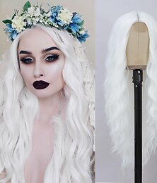 economico -Cosplay Long Wig 28 Inch Middle Part Parrucca Sintetica Regali Realistici Perucconi per Donne Uso Quotidiano Perucconi Colorati Perucconi di Halloween