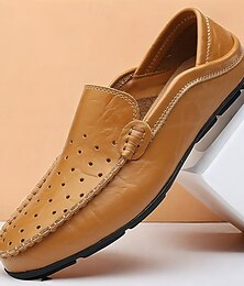 preiswerte -Herren-Loafer aus hellbraunem Leder – atmungsaktive Slipper zum Hineinschlüpfen für die Freizeit und den formellen Anlass
