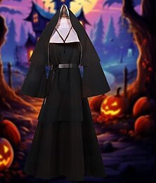 abordables -Zombie Halloween Costume de cosplay Bal Masqué La nonne Cosplay Adulte Femmes Carnaval Mascarade Mardi Gras Fête / Soirée Déguisements d'Halloween faciles Se déguiser