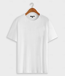 economico -Per uomo Maglietta Camicia di cotone Tinta unica Girocollo Abbigliamento All'aperto Ufficio Lavoro Quotidiano Sportivo Manica Corta Girocollo Stile Classico Stile Moderno Colore Puro Baggy 100% Cotone