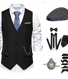 Недорогие -Ретро Бурные 20-е 1920-е годы Шапки Инвентарь Жилет Великий Гэтсби барин Мода Маскарадный костюм Муж. Рождество Хэллоуин Карнавал Выпускной Девичник фестиваль Взрослые