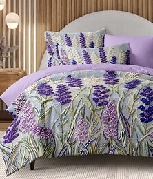 economico -set copripiumino lavanda oscillante set in cotone con motivi floreali morbido set di biancheria da letto di lusso in 3 pezzi set decorazioni per la casa regalo twin completo king size copripiumino queen size