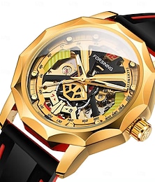 abordables -FORSINING Hombre Relojes Mecánico Creativo Moda Reloj Casual Reloj de Muñeca Cuerda Automática IMPERMEABLE Decoración Gel de Sílice Reloj