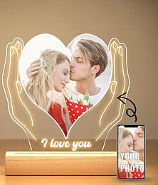 abordables -Cadre photo lumineux personnalisé pour couples de mariage, veilleuse USB personnalisée en forme de cœur pour mariage, cadeau d'anniversaire de Saint-Valentin pour femme, mari ou amoureux