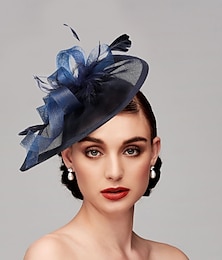 economico -Fascinatori piume rete cappello a piatto matrimonio corsa di cavalli giornata delle donne Melbourne Cup con accessorio per capelli a piuma abbigliamento per impressionare abito da corsa
