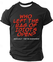 abordables -T-shirt graphique drôle pour hommes  'Who Left The Bag Of Idiots Open?' Tee sarcastique de travail et bureau