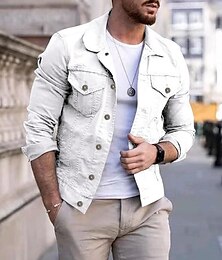 economico -Per uomo Giacca Leggera Giacca da camionista Giacca Estiva Giacca Camicia Vacanza Quotidiano Tasca Primavera & Autunno Semplice Moda Classico Bavero Regolare Nero Bianco Rosso Blu marino Blu Giacca