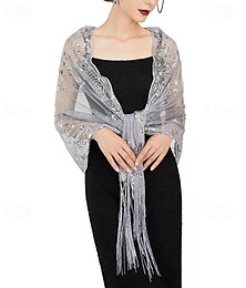 billige -lange sjalomslag for kvinner fra 1920-tallet, kveldssjal med paljetter for kvinner formell/fest/bryllup/formell/harlem night