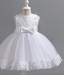 preiswerte -kinderkleidung Mädchen Blumenmädchen Kleid Party Kleid Feste Farbe Blumen Ärmellos Hochzeit Party Besondere Anlässe Zip Krawattenknoten bezaubernd Süß Polyester Knielang abendkleider Sommer Frühling