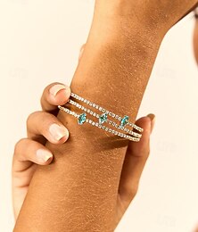 preiswerte -vergoldetes Kupferarmband für Damen mit blauem Zirkon - eleganter Schmuck für formelle und legere Anlässe