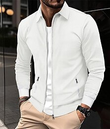 economico -Per uomo Giacca Leggera Giacca a nido d'ape Giacca Estiva Giacca Camicia Vacanza Quotidiano Morbido Tasca Primavera & Autunno Semplice Moda Classico Bavero Regolare Tessuto a Nido d'Ape Nero Bianco