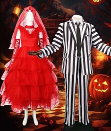 abordables -Zombie Lydia Deetz Halloween Costume de cosplay Costumes de Groupe pour Couples d'Halloween Beetlejuice Beetlejuice 2 Classique & Intemporel Adulte Homme Femmes Halloween Carnaval Mascarade Fête de