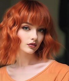 economico -Parrucca con Frangia per Donne Parrucca Corto Bob Ondulato Riccio Parrucche dai Colori Pastello Resistenti al Calore per Halloween feste Cosplay