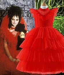 abordables -Beetlejuice Fantôme Robe Costume Robes en tulle Cosplay Cosplay de Film for Fille Enfants Carnaval Performance Soirée