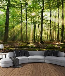 Недорогие -l.t.home природа стена гобелен искусство декор одеяло занавеска пикник скатерть висит дом спальня гостиная общежитие украшение лес пейзаж солнечный свет сквозь дерево