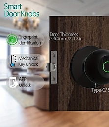 cheap -Biometric Smart Door Knob with Tuya App Control Secure Fingerprint Lock for Bedroom Cloakroom Apartments Offices