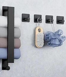 abordables -Toallero para toallas enrolladas, toallero para baño, organizador de baño de metal montado en la pared, toallero de pared para almacenamiento moderno de toallas de baño en espacios pequeños