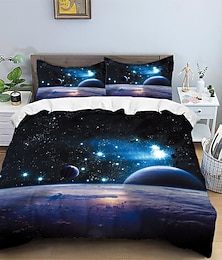 abordables -Juego de funda nórdica de 3 piezas con diseño de galaxia, cielo estrellado y planeta, para dormitorio de hotel, habitación de invitados, ropa de cama cómoda