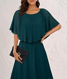 levne -Dámské Mini šaty Koktejlky Šaty pro svatební hosty Šifonové šaty Formální šaty Elegantní Šik ven Základní Párty Svatební host Práce Běžný Krátký rukáv Tričkový Černá Bílá Fialová Trávová zelená Léto