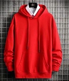 baratos -Homens Moletom Preto Branco Amarelo Vermelho Azul Com Capuz Tecido Bolsos Desportos e Ar livre Diário Feriado Roupa de rua Básico Casual Primavera & Outono Roupa Moletons Moletons Manga Longa
