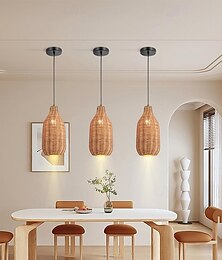 economico -Lampadari A Sospensione A Led In Rattan Giapponese Per Sala Da Pranzo Lampadari A Sospensione In Rattan Wabi-Sabi Per La Cucina
