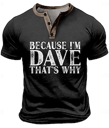 Недорогие -ouku i'm dave смешная мужская футболка футболка хенли ретро винтажная уличная повседневная повседневная футболка черная синяя зеленая с коротким рукавом 3d принт рубашка хенли летняя весенняя одежда одежда s m l xl xxl 3xl