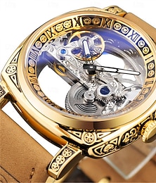 abordables -Reloj mecánico de hombre FORSINING Reloj de pulsera casual de moda automático autoajustable fase lunar luminoso impermeable reloj de acero