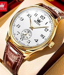 preiswerte -OLEVS Herren Quarz Uhr minimalistisches Mode Armbanduhr leuchtender Kalender wasserdicht Dekoration Leder Uhr