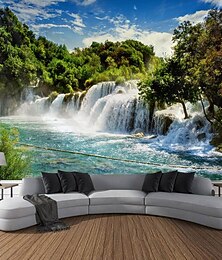 billige -storslått foss hengende billedvev veggkunst stor billedvev veggmaleri dekor fotografi bakteppe teppe gardin hjem soverom stue dekorasjon
