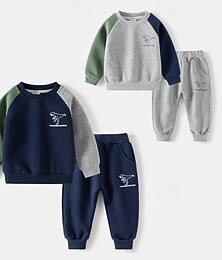 abordables -Garçon 3D Bande dessinée Dinosaure Maillot de Sport Survêtements de sport Ensemble sweat-shirt manche longue Printemps Automne du quotidien Décontractées Confort Enfants 4-7 ans Col Ras du Cou