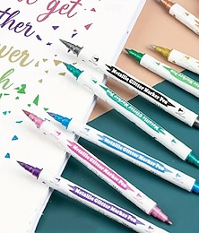 preiswerte -Metallic-Glitzer-Marker mit Doppelspitze, Pinsel und feiner Spitze, Bastelzubehör, Scrapbooking, 10 Stück