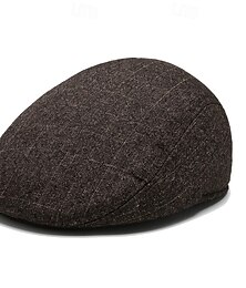 abordables -Hombre Gorra Plana Sombrero Ascot Sombrero de vendedor de periódicos Marrón Gris Poliéster Moda Casual Británico Calle Diario Plaid Ajustable Transpirable